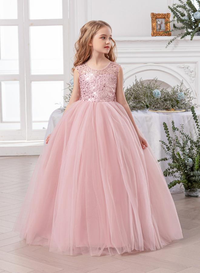 Take Two Girls Pink Embellished Sleeveless Maxi Dress - Image 3